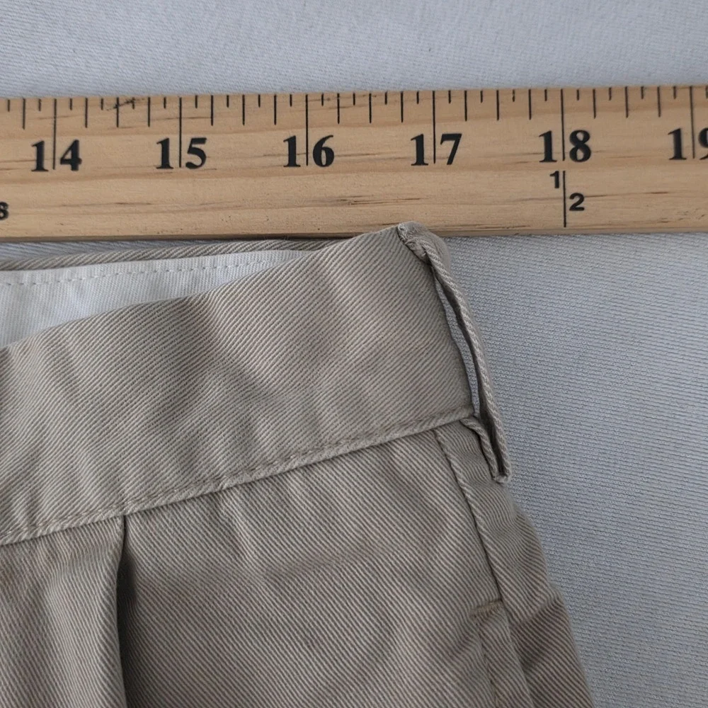 Vintage Polo Ralph Lauren Men Hammond Pant Khaki Pleated Cuffed Chinos (34X29)